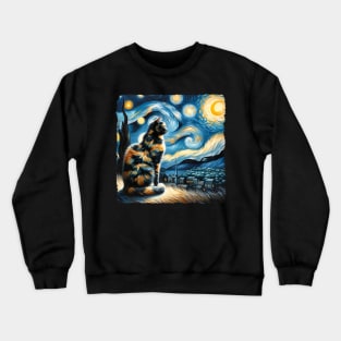 Tortoiseshell Starry Night Inspired - Artistic Cat Crewneck Sweatshirt